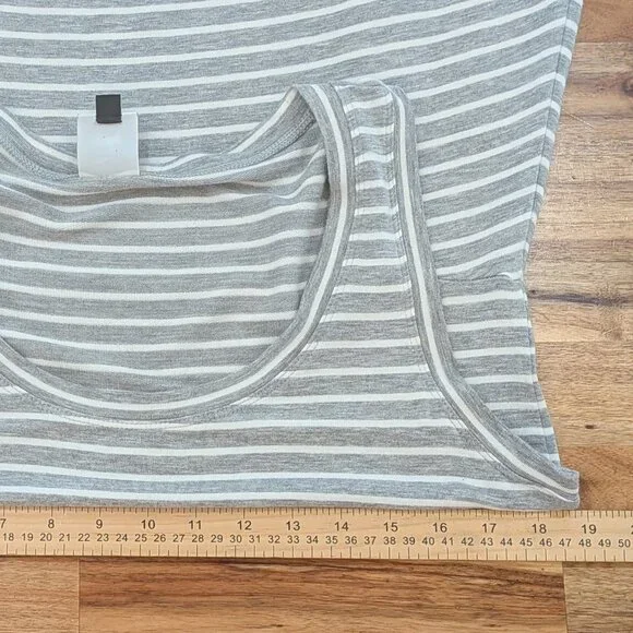 Cabi Stripe Easy Dress Midi Sleeveless Grey White Stripe Large Rouched  5974 - Picture 9 of 11